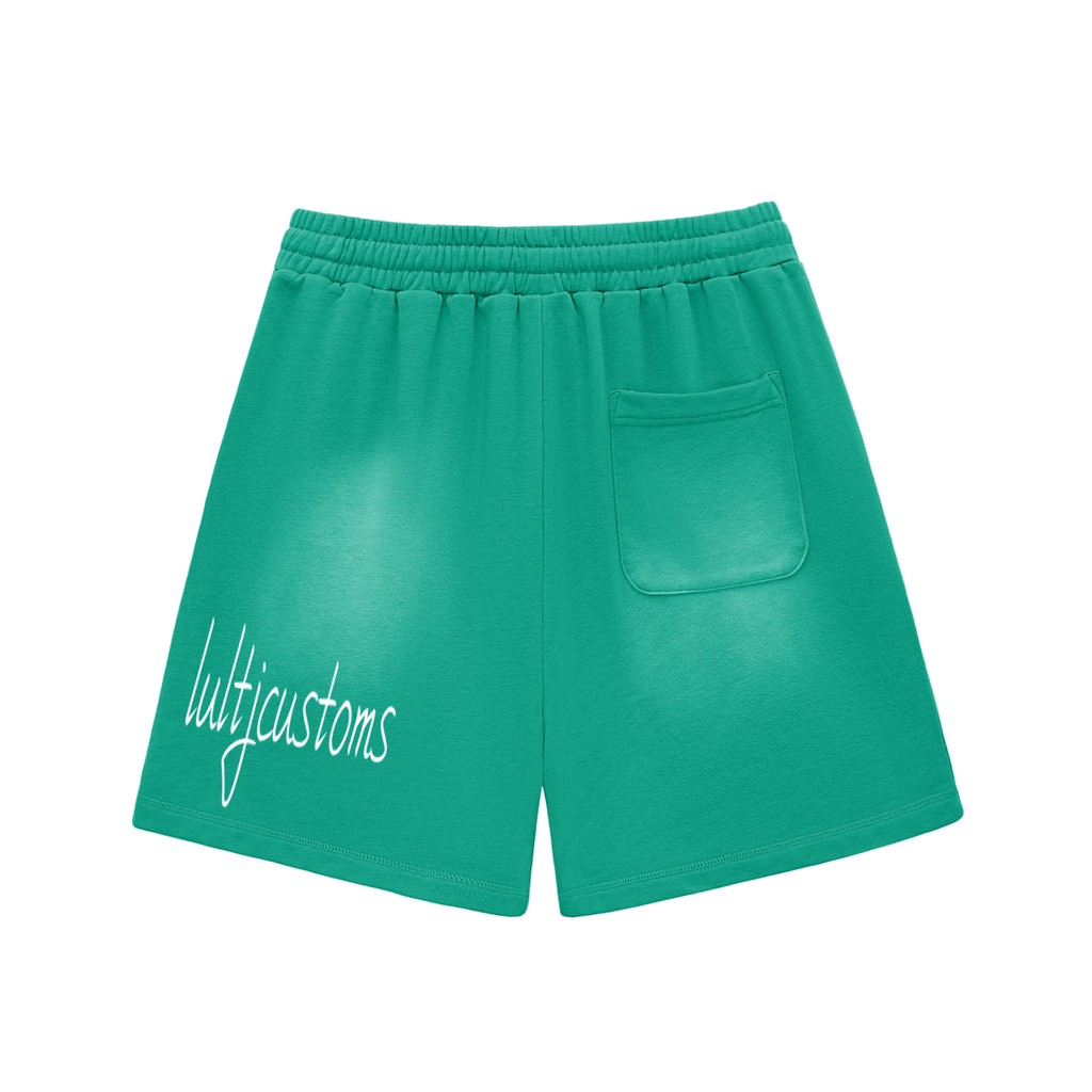 Lultjcustoms(white logo) Sun Fade Raw Edge Cotton Shorts Multicolor