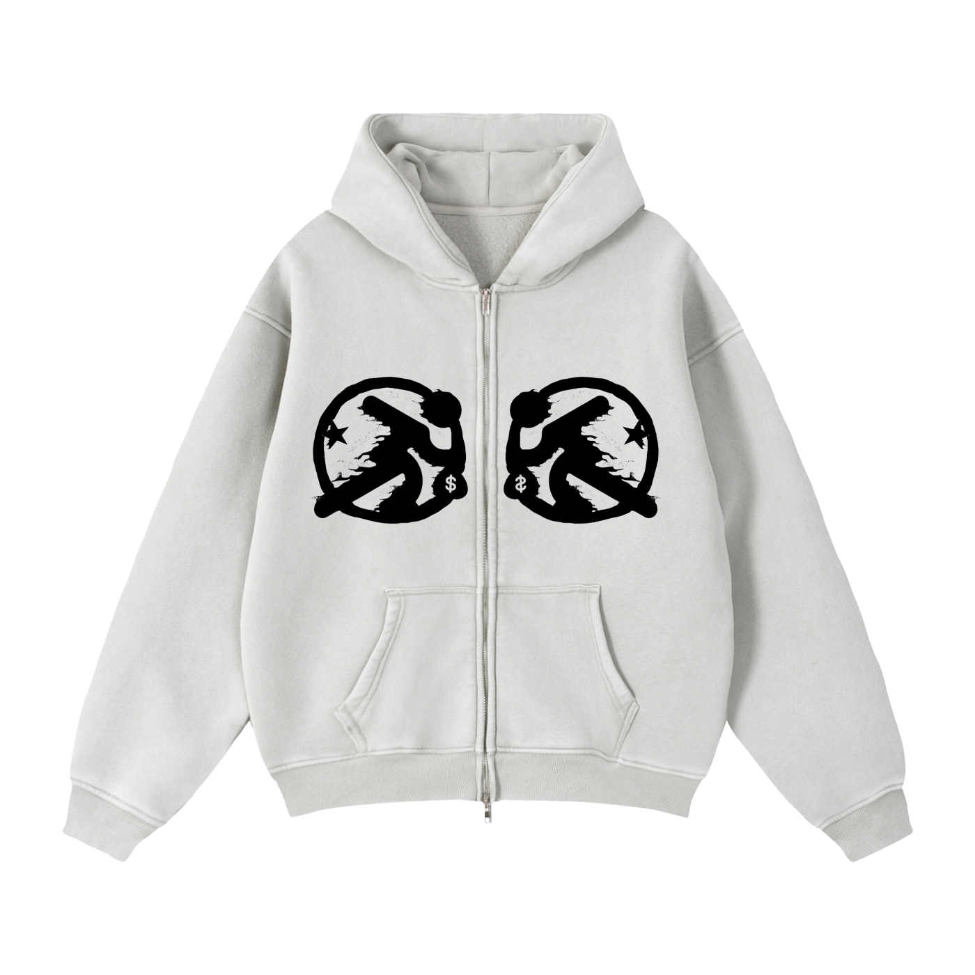 lultjcustoms(black logo) Zip-Through Boxy Fleece Hoodie Multicolor