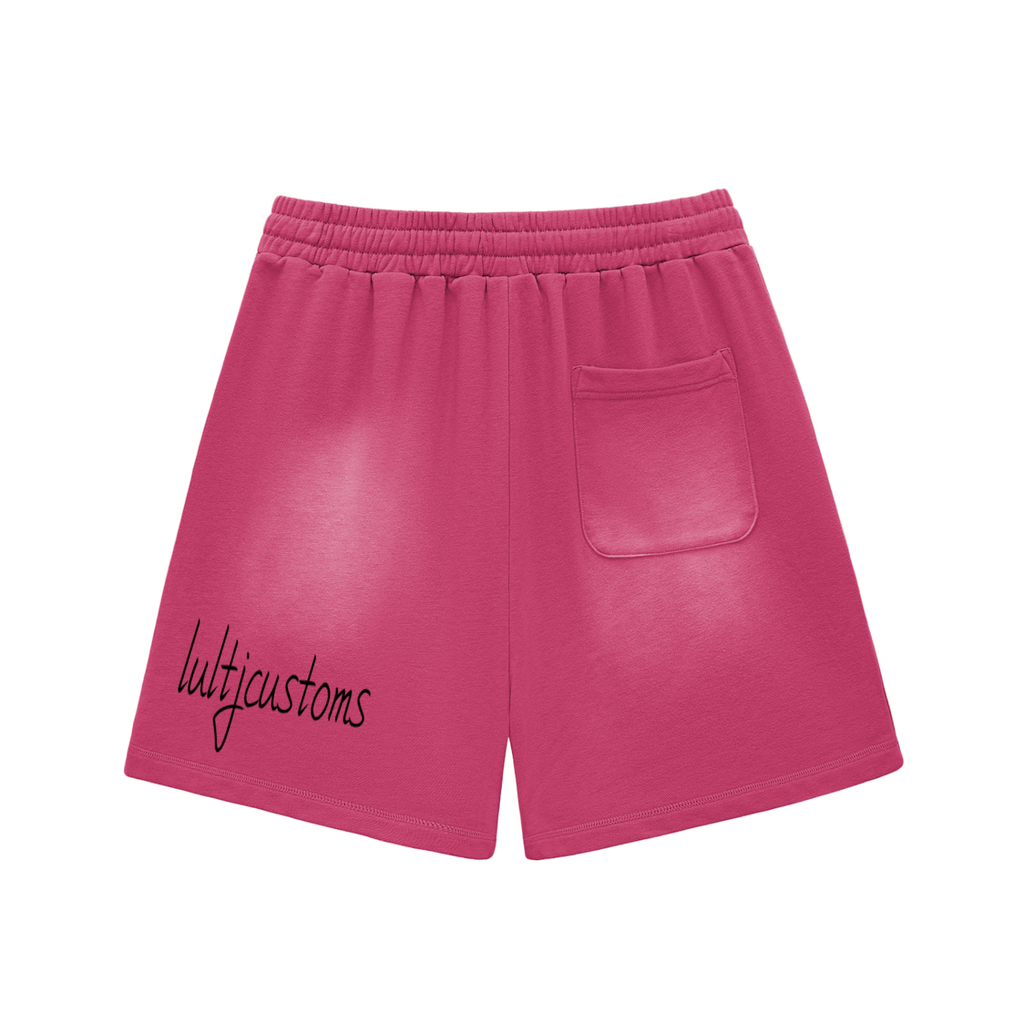 Lultjcustoms(Black logo) Sun Fade Raw Edge Cotton Shorts Multicolor
