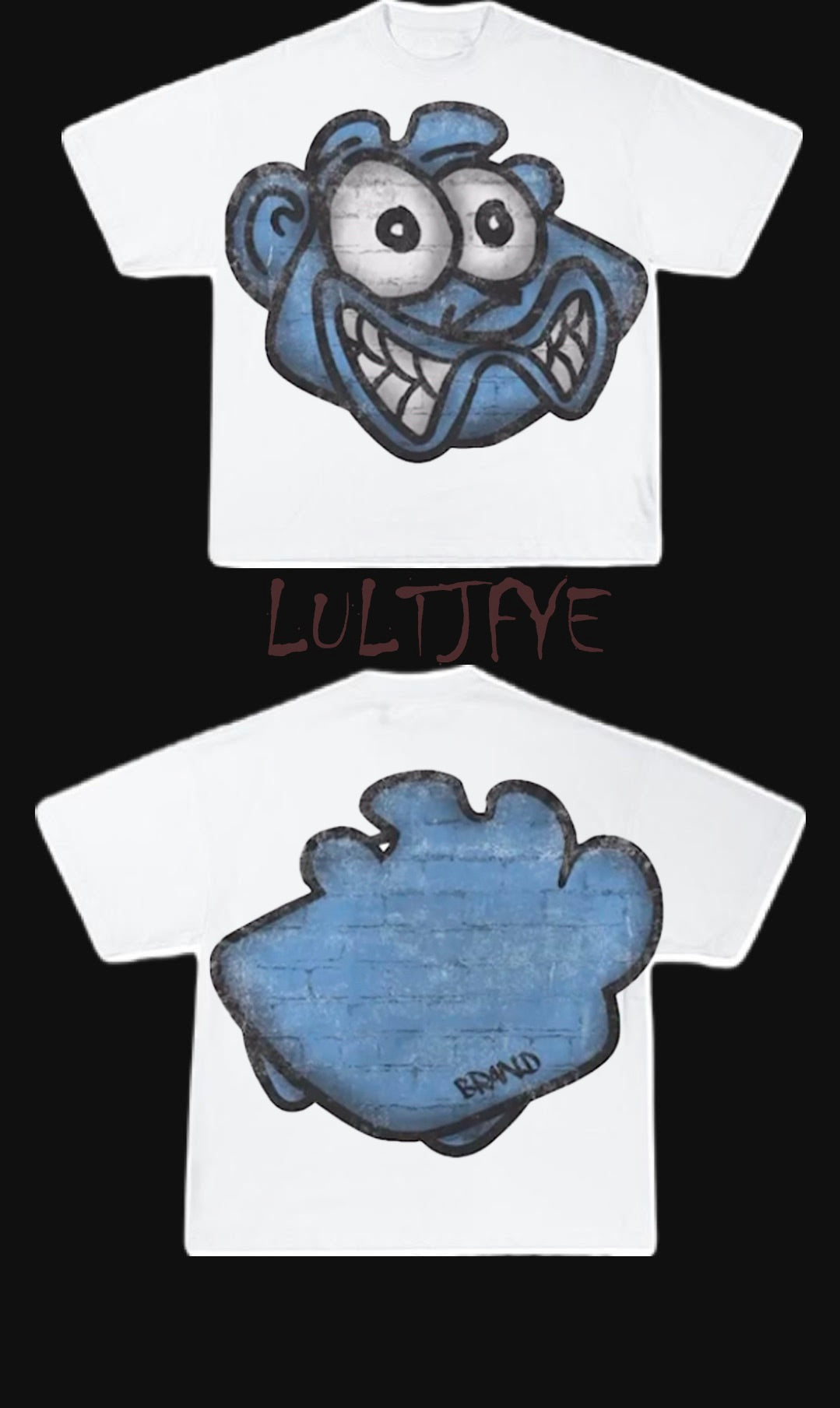 Blue Cartoon Face Graphic Tee
