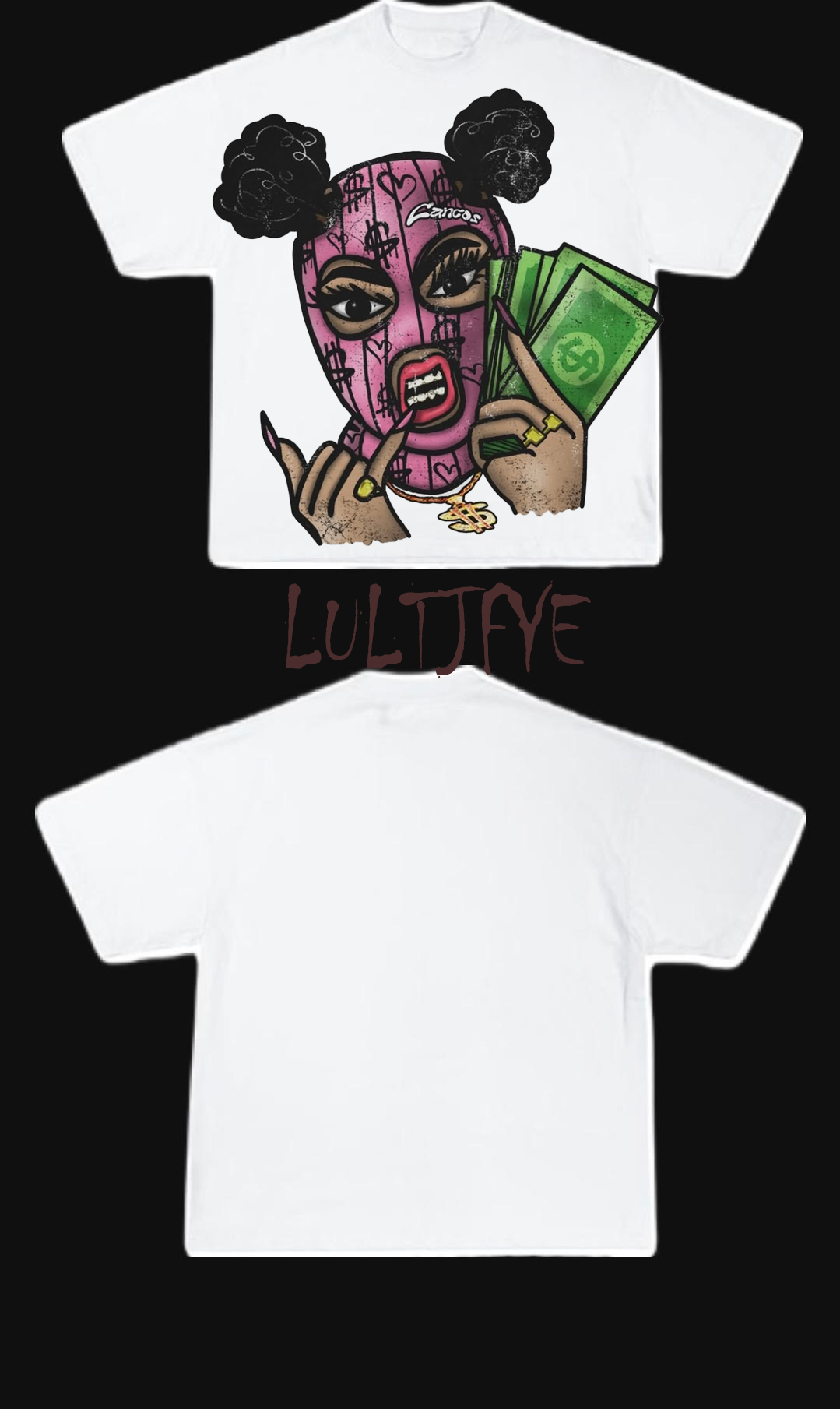 Pink ski cartoon graphic Tee