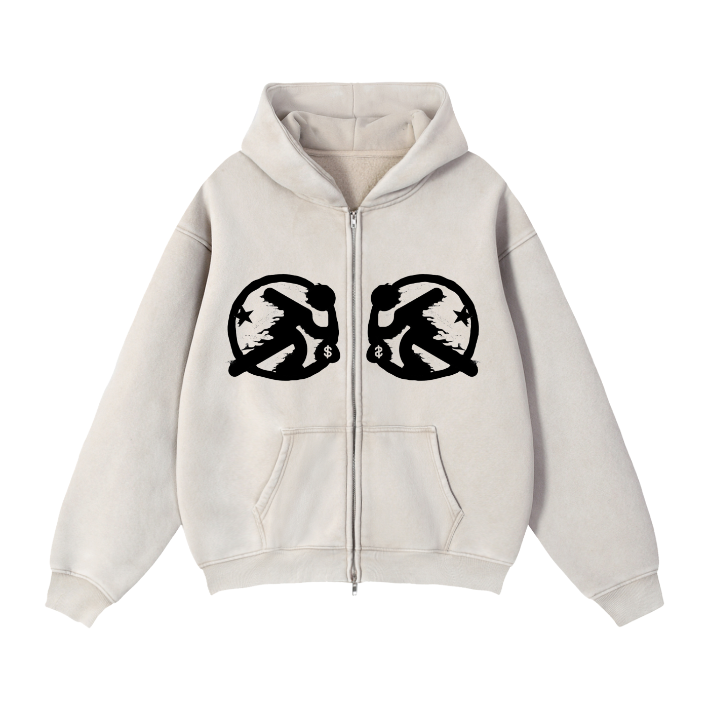 lultjcustoms(black logo) Zip-Through Boxy Fleece Hoodie Multicolor