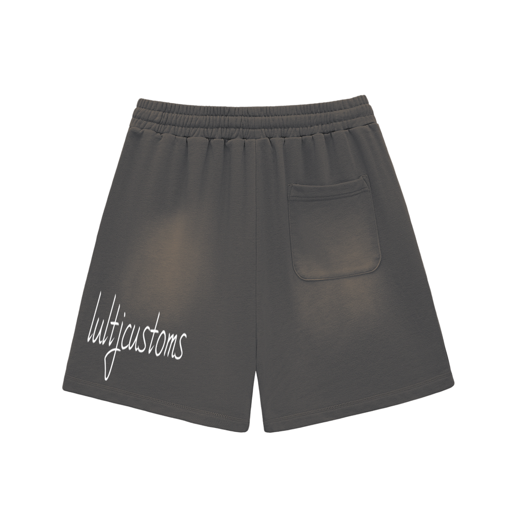 Lultjcustoms(white logo) Sun Fade Raw Edge Cotton Shorts Multicolor