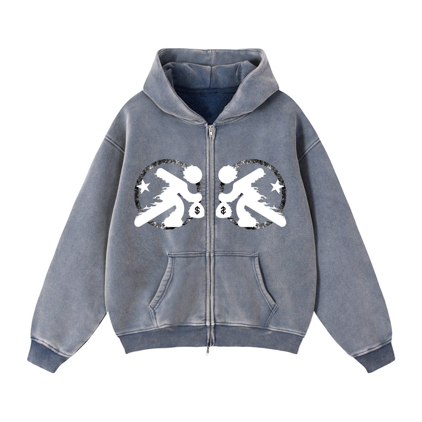 lultjcustoms(white logo) Zip-Through Boxy Fleece Hoodie Multicolor