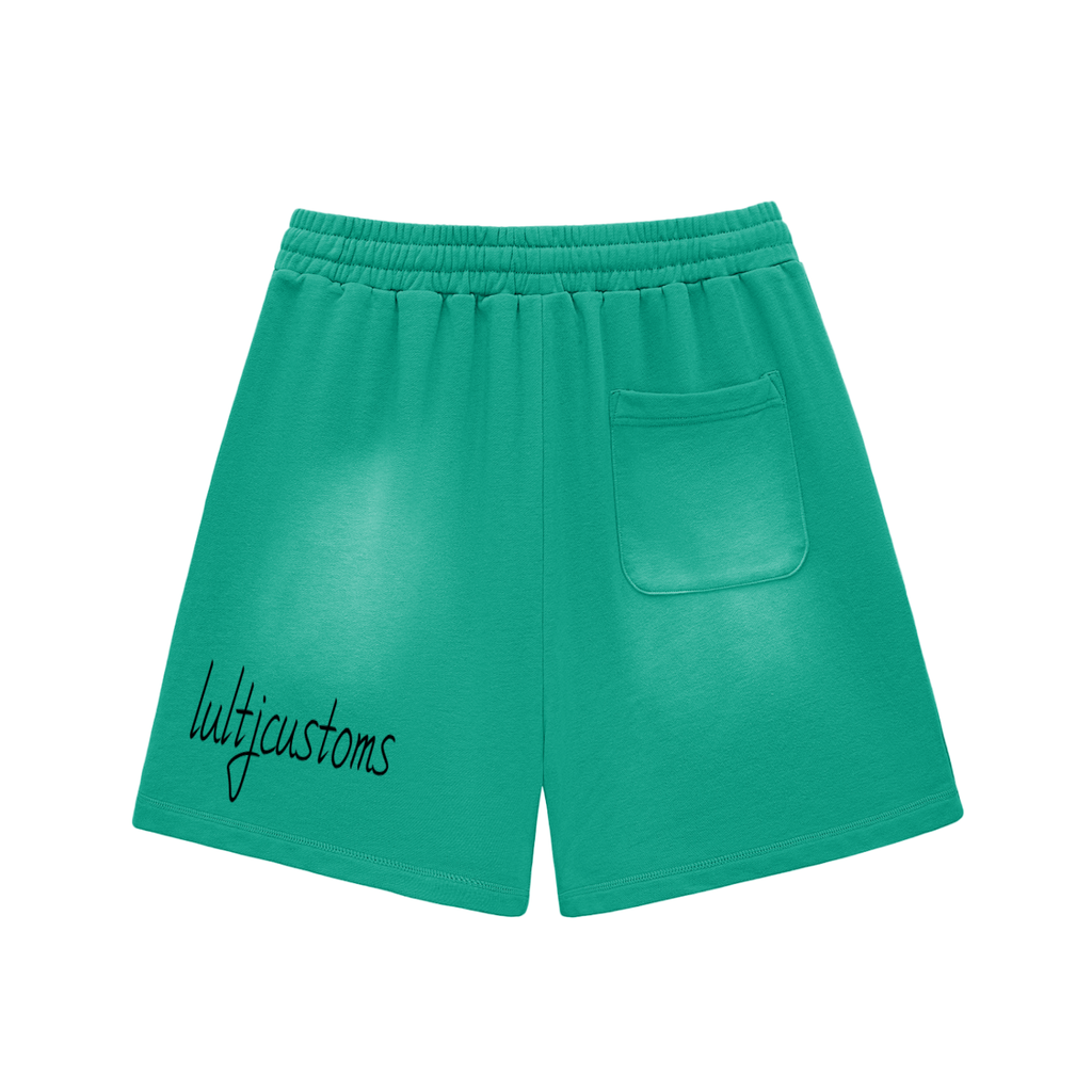Lultjcustoms(Black logo) Sun Fade Raw Edge Cotton Shorts Multicolor