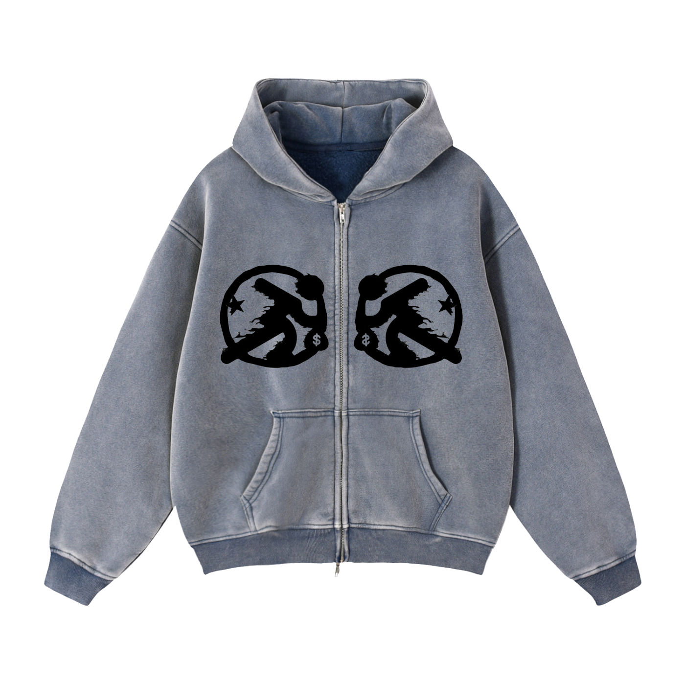 lultjcustoms(black logo) Zip-Through Boxy Fleece Hoodie Multicolor