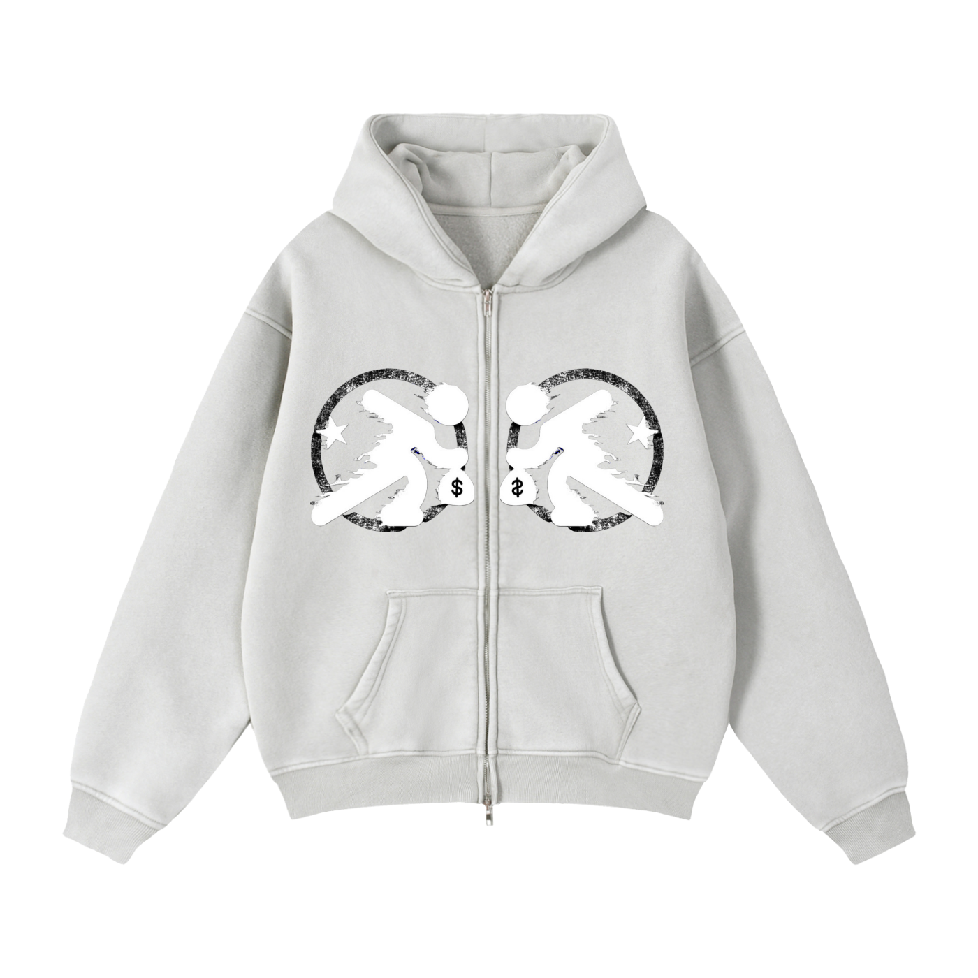 lultjcustoms(white logo) Zip-Through Boxy Fleece Hoodie Multicolor