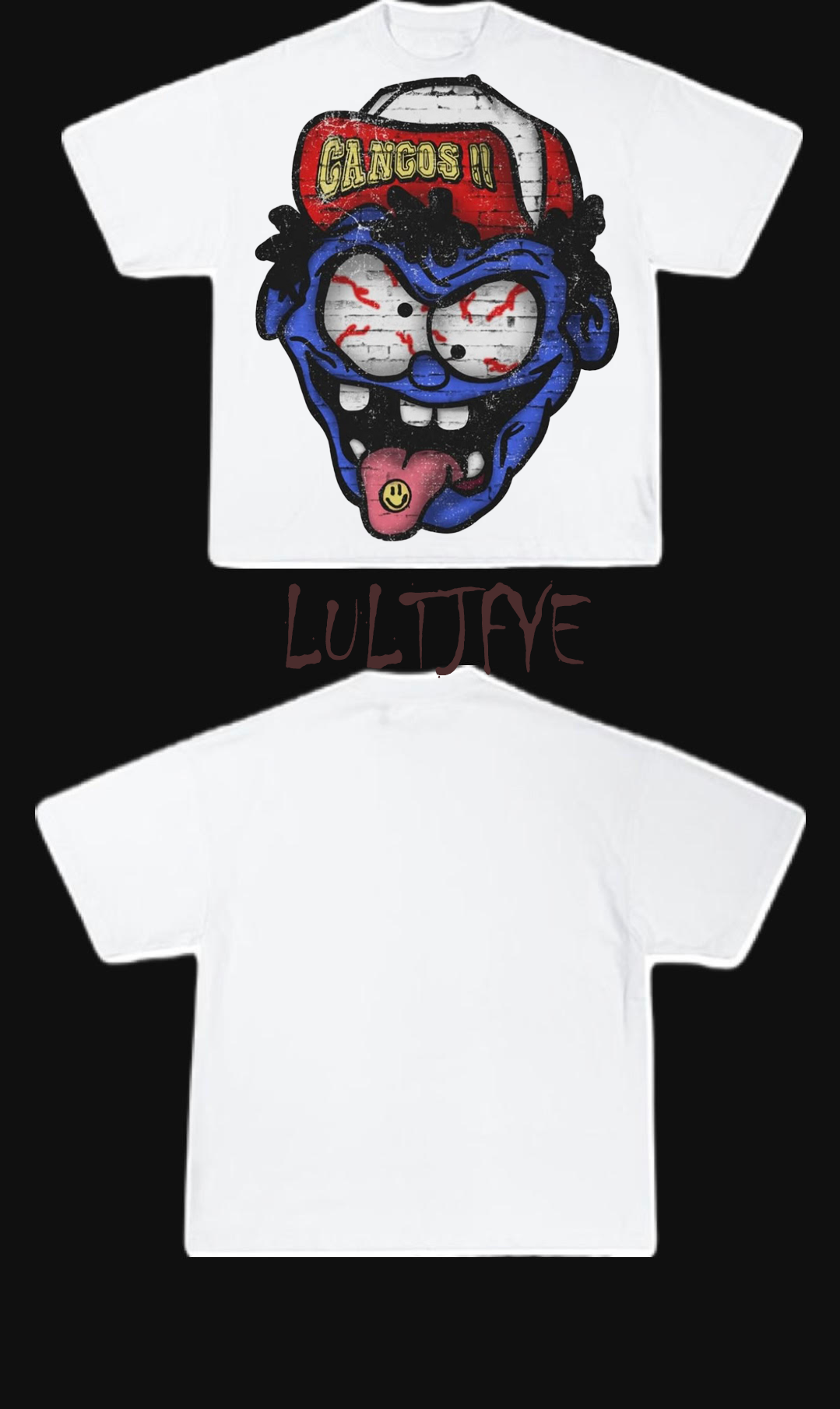 Blue cartoon graphic Tee
