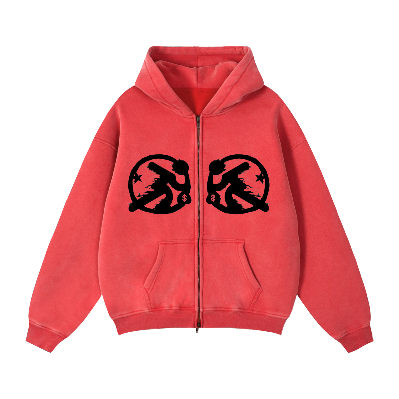 lultjcustoms(black logo) Zip-Through Boxy Fleece Hoodie Multicolor