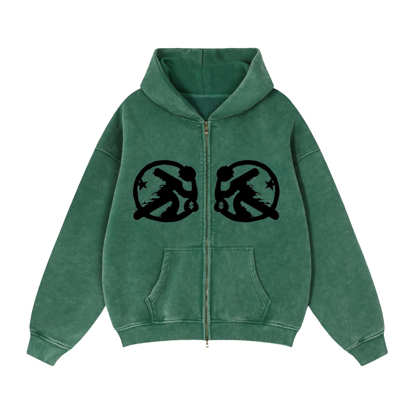 lultjcustoms(black logo) Zip-Through Boxy Fleece Hoodie Multicolor