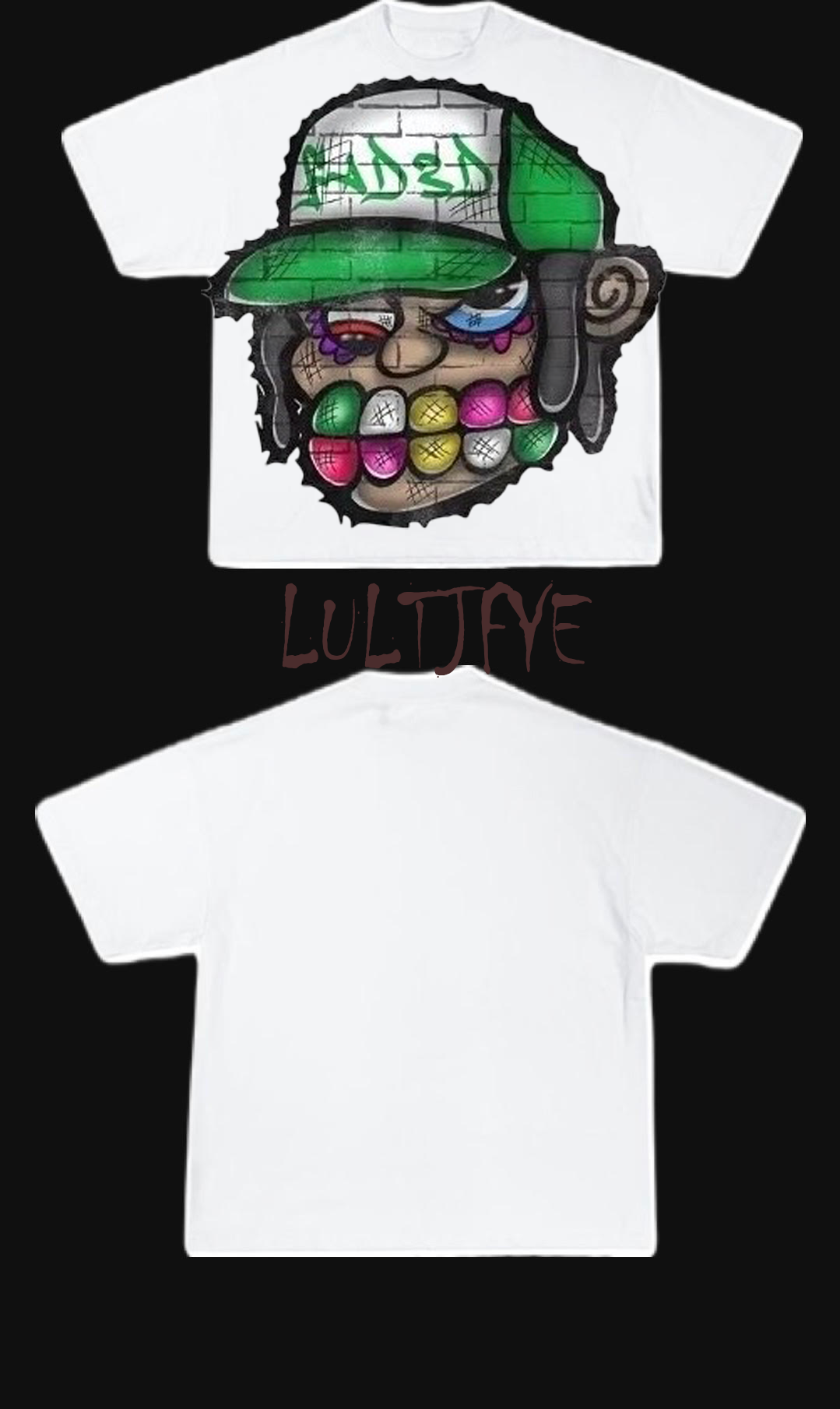 Green Hat With Rainbow Teeth graphic Tee