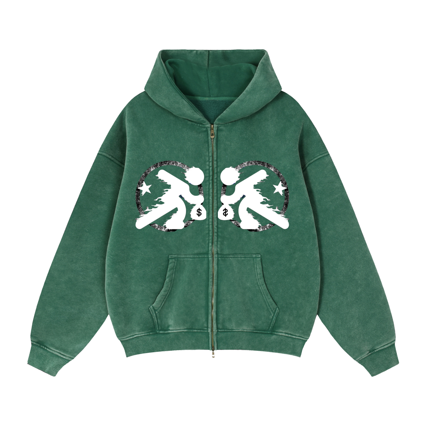 lultjcustoms(white logo) Zip-Through Boxy Fleece Hoodie Multicolor