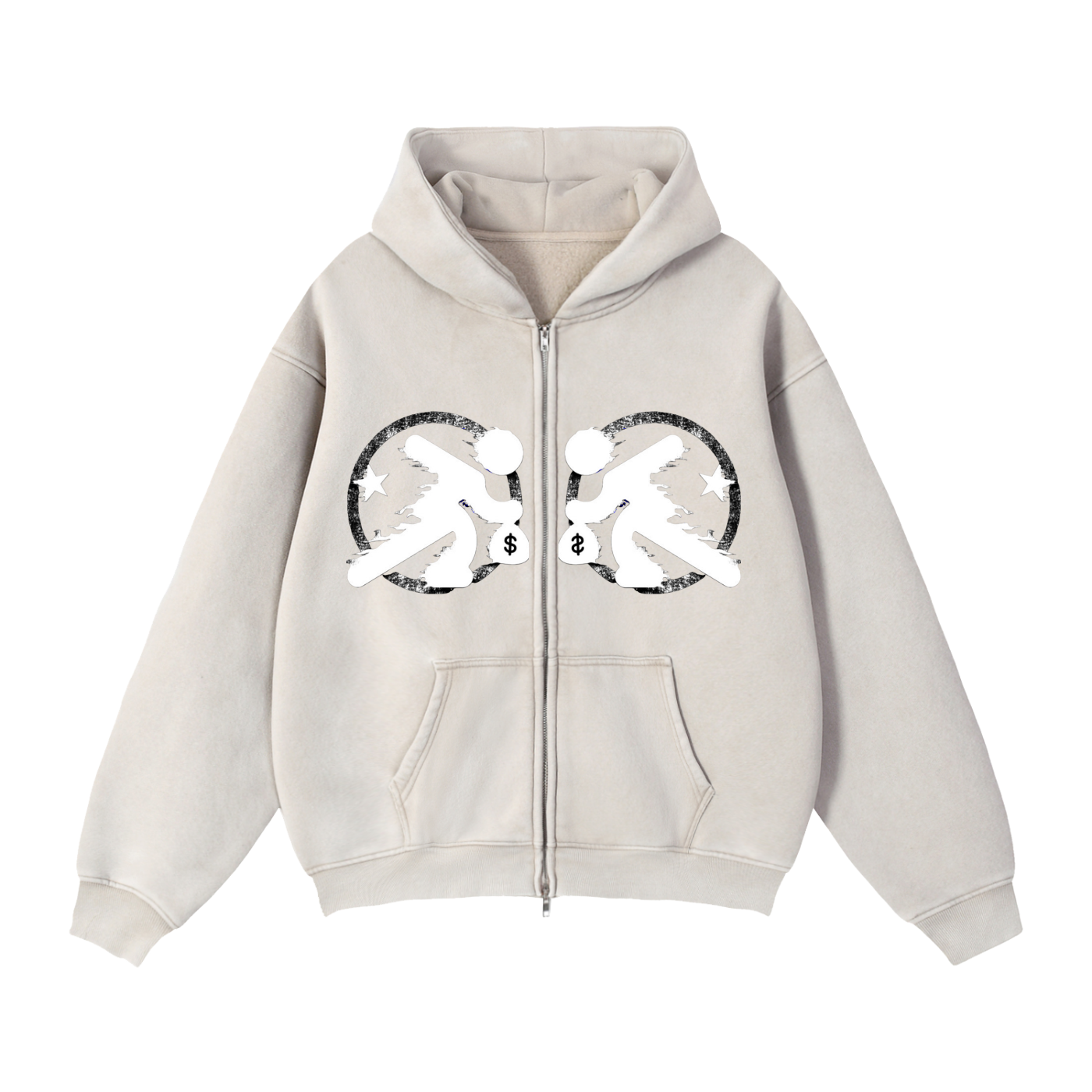 lultjcustoms(white logo) Zip-Through Boxy Fleece Hoodie Multicolor