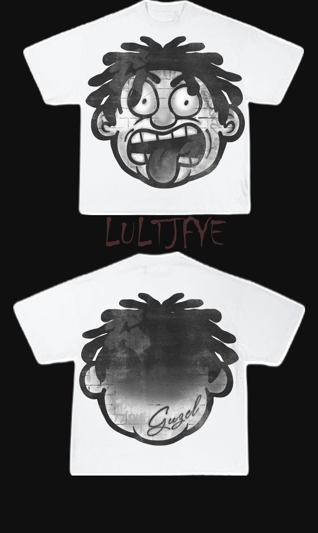 Grey tongue out face graphic Tee