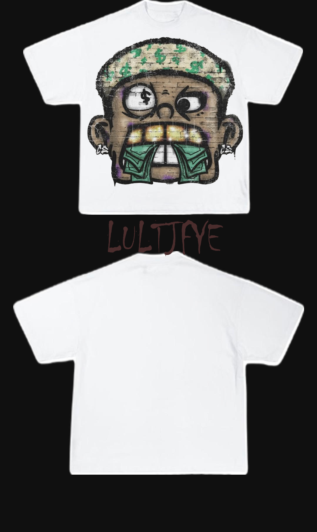 Cartoon mouth full with money graphic Tee