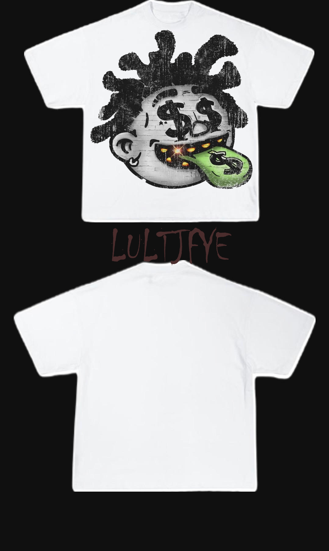 Grey cartoon with green tounge   graphic Tee