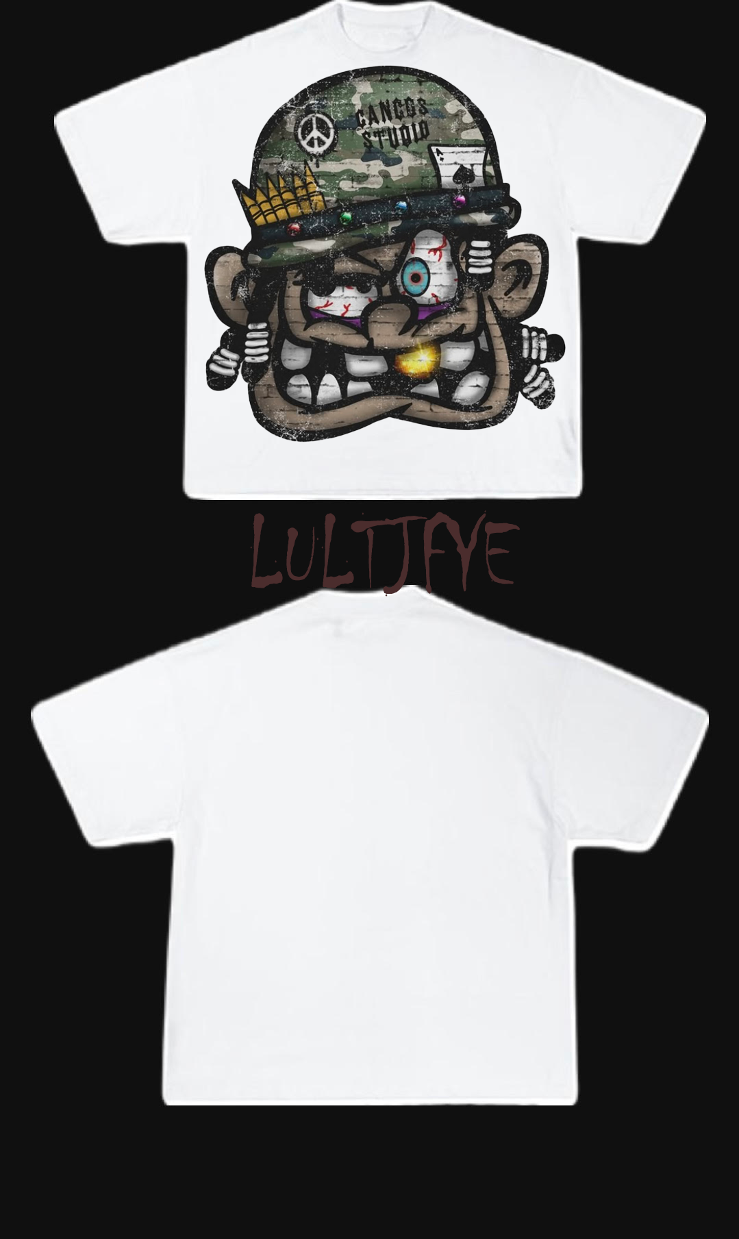 Army Gold tooth cartoon graphic Tee