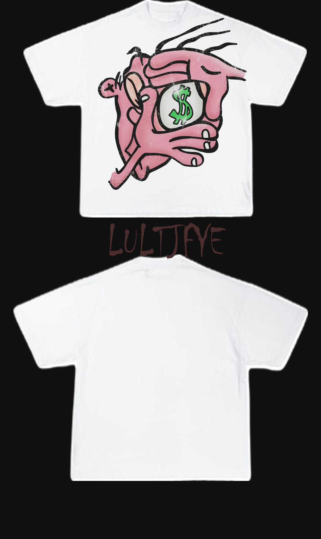 Pink cartoon with money eye  graphic Tee