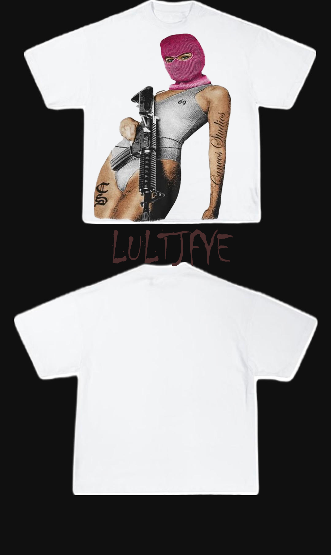 Pink ski girl with gun  graphic Tee