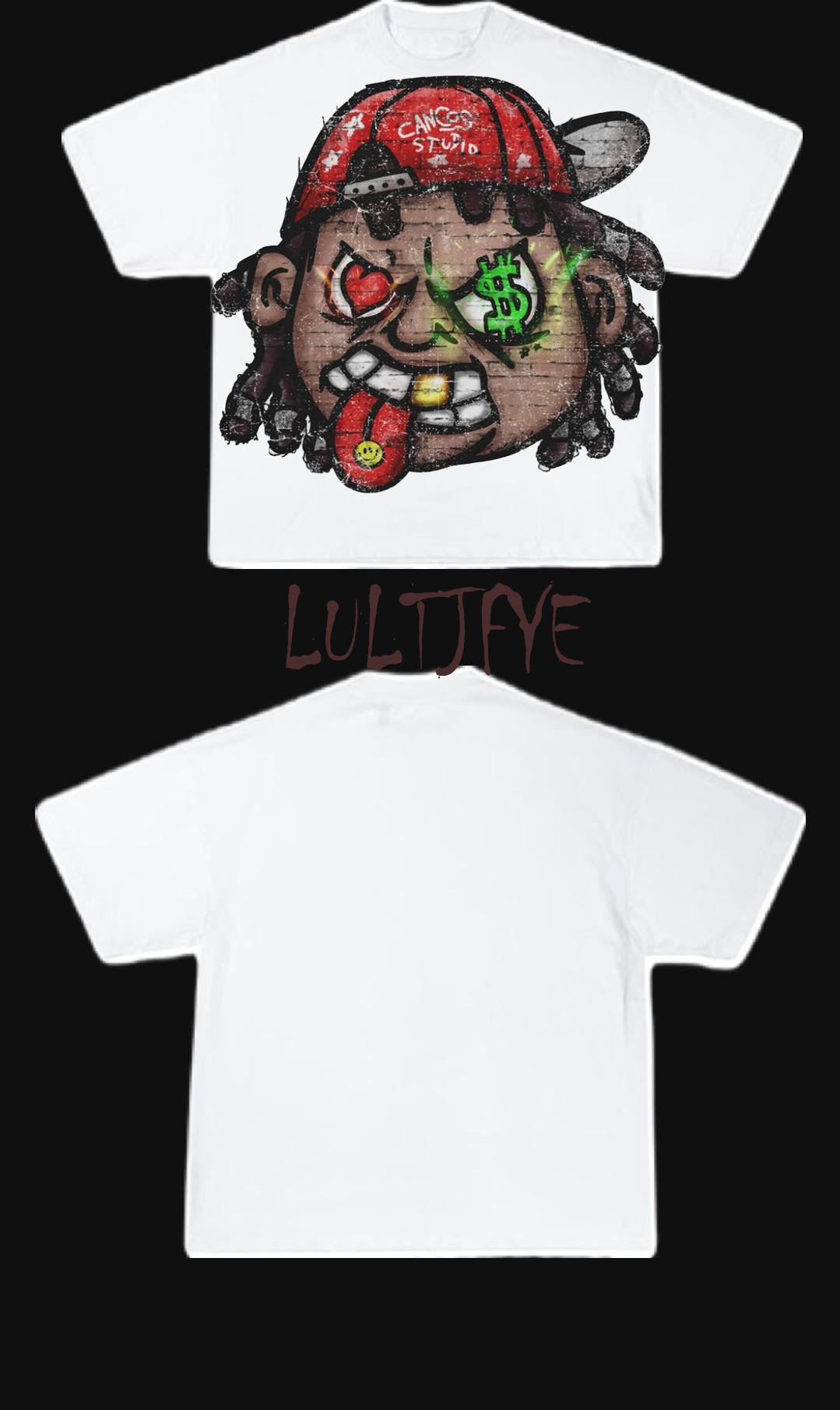 Cartoon heart and money eyes graphic Tee