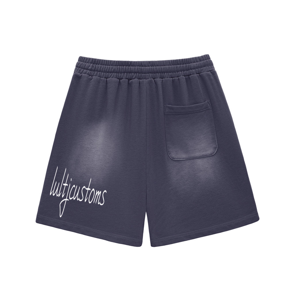 Lultjcustoms(white logo) Sun Fade Raw Edge Cotton Shorts Multicolor