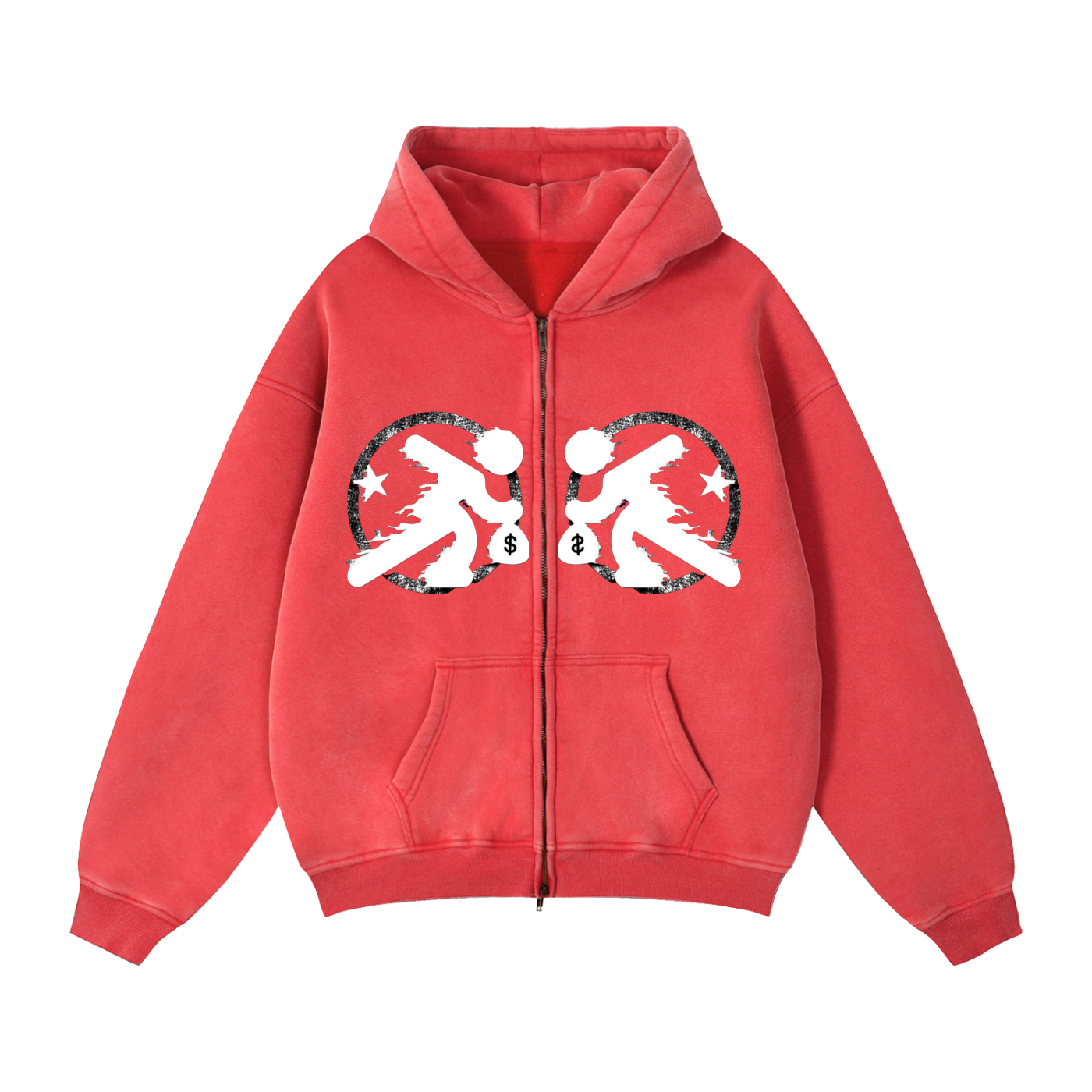 lultjcustoms(white logo) Zip-Through Boxy Fleece Hoodie Multicolor