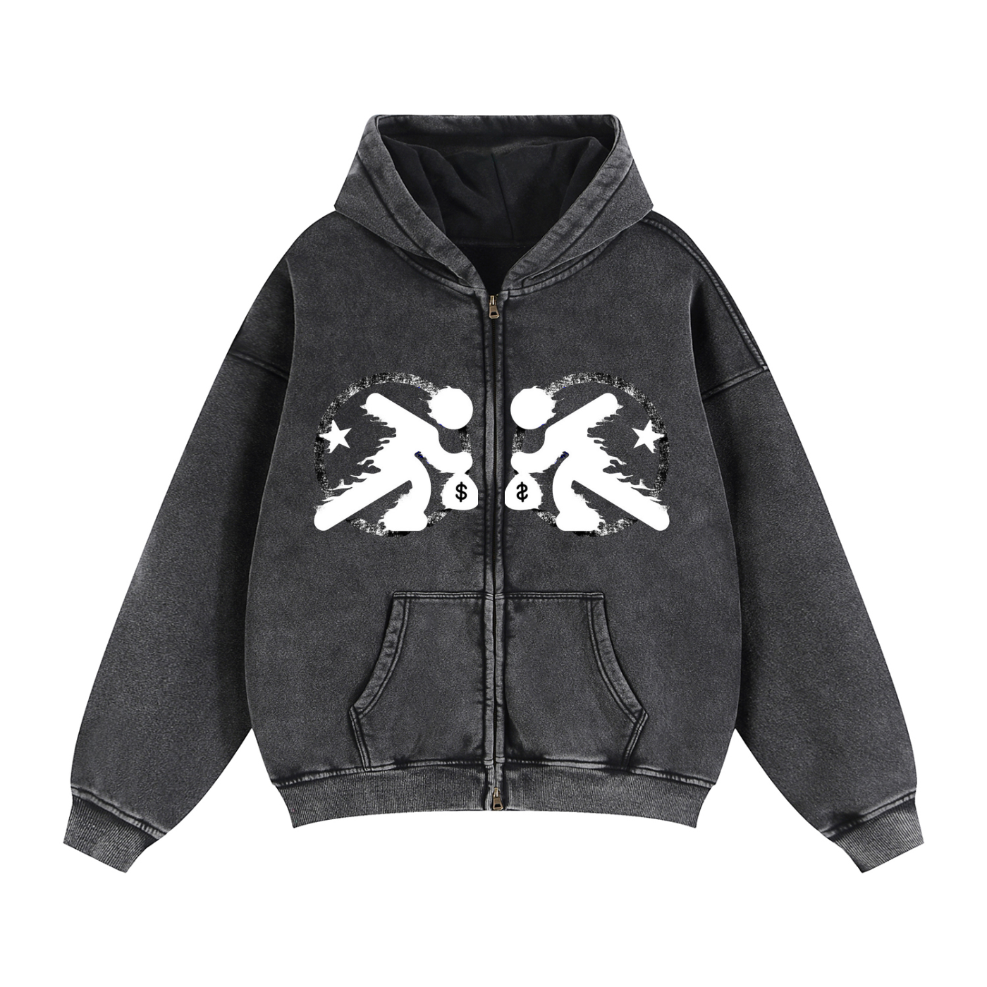 lultjcustoms(white logo) Zip-Through Boxy Fleece Hoodie Multicolor