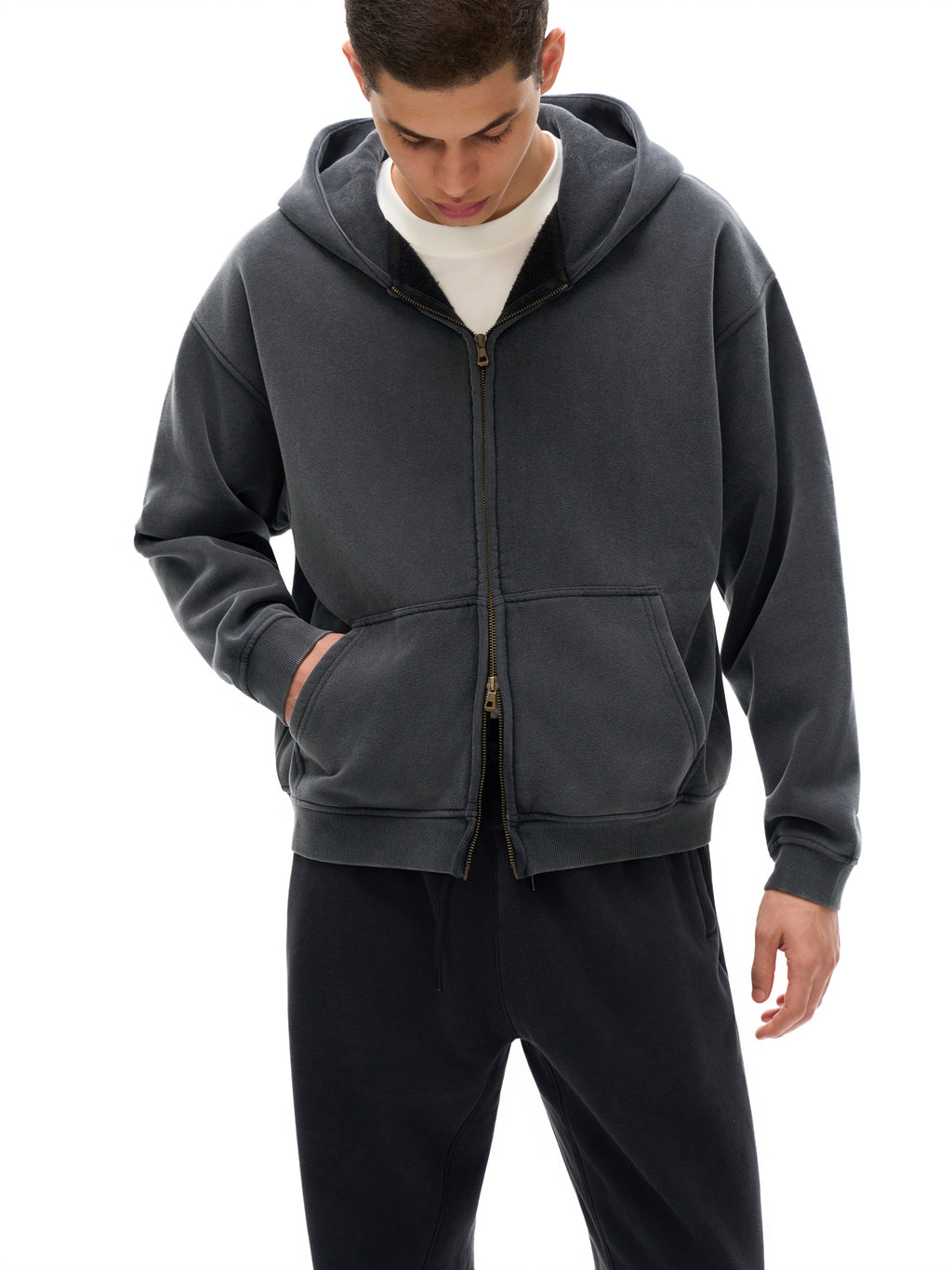 lultjcustoms(white logo) Zip-Through Boxy Fleece Hoodie Multicolor